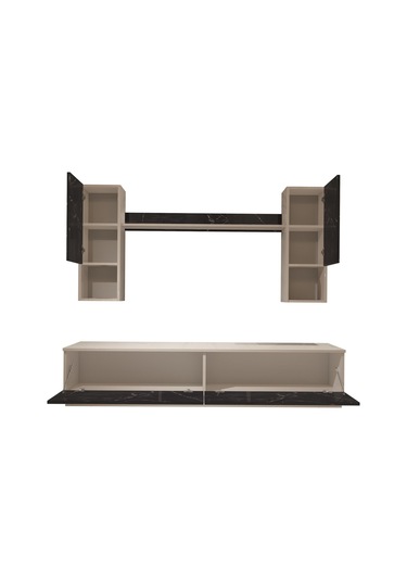 Decoraktiv Eko 5dab Mdf Std Tv Ünitesi Tv Sehpası Beyaz - Siyah Mermer