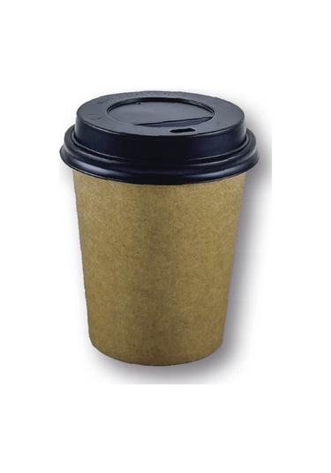 8 Oz Kahverengi Kraft Kapaklı Baskısız Karton Sıcak Kahve Bardağı 2000 Adet 2000