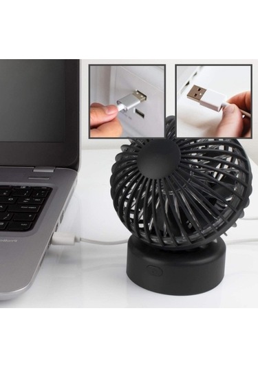 Masaüstü Fanı 3 Hız Ayarlı Mini Usb Fanı Ofis Için Ideal 1233 Siyah