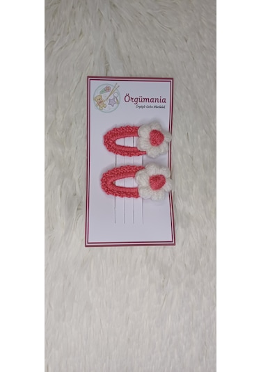 Amigurumi Toka - Çıtçıtlı El Örgüsü Toka 1 Çift Pembe