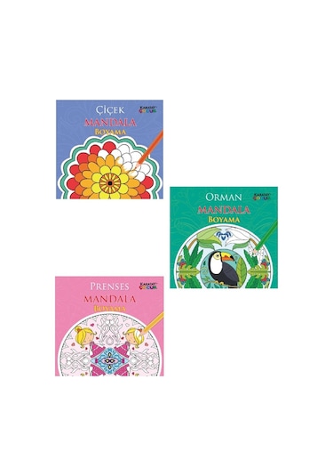 Mandala 3 Adet Boyama Kitap Seti Prenses-orman-çiçek