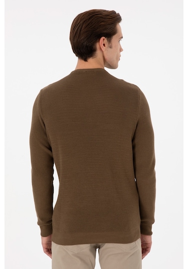 U.S. Polo Assn. Erkek Slim Fit Bisiklet Yaka Haki Basic Kazak 50298282-VR027