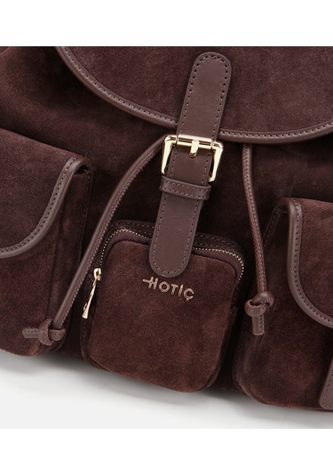Hotiç Kadın Süet Deri Kahverengi Cepli Tokalı Sırt Çantası 03cah316410a480 03cah316410a480 Kahverengi