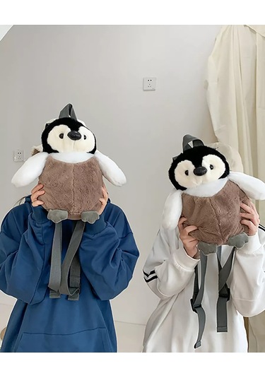 Vilange Omuzdan Askılı Pelüş Çocuk Oyuncak Sırt Çantası Penguen 202801639 Beyaz