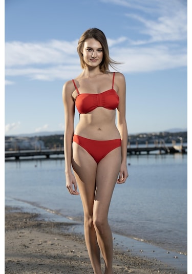 Estiva Luplu Straplez Bikini Takımı - Bordo