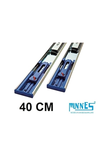 Minnes 40 cm Tam Açılım Teleskopik Frenli Mobilya Çekmece Rayı Metal