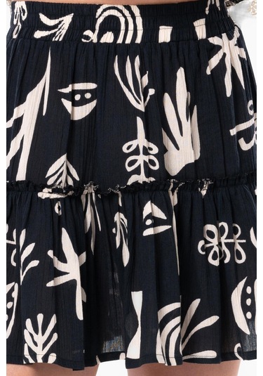 Akyaka Şile Bezi Fırfırlı Kısa Yazlık Otantik Etek Siyah Syh-siyah Siyah