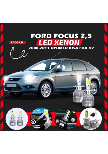 Ford Focus 2.5 2008-2011 Kısa Far Uyumlu Şimşek Etkilii Led Xenon Performance Series H7