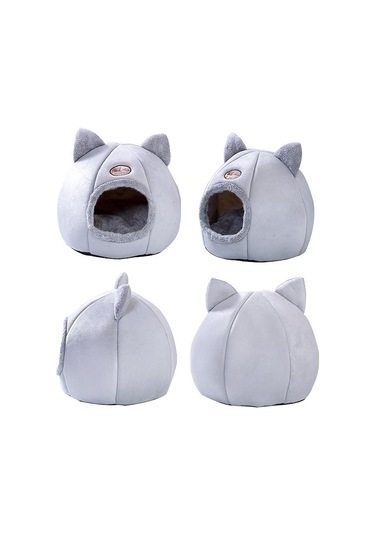 Leezsing Kedi/küçük Köpek Mağara Yatağı Kadife Kendinden Isıtmalı 2'si 1 Arada, Çıkarılabilir Yıkanabilir Astarlı, Rahat Evcil Hayvan Yatağı