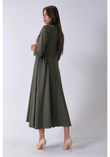 Feminist Haki Bisiklet Yaka Scuba Tesettür Elbise 4593445.23 Haki