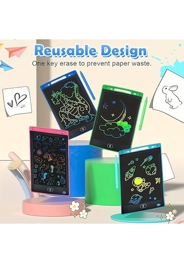 Trendooze 1 Adet Yeşil 8,5 İnç Lcd Yazı Tahtası Çocuklar İçin Eğitici Oyuncak 3-8 Yaş Hediye Yeşil