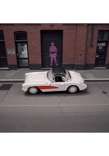 Nostaljik Metal Çek Bırak Beyaz 1957 Chevrolet Corvette Araba Kapılar Açılır Diğer