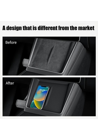 Dashanshop Tesla Model 3 2024 2025 Model Y 2025 Juniper Kablosuz Şarj Pedi Siyah