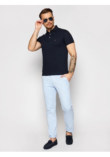 Tommy Hilfiger Polo Yaka Pike Erkek T-shirt Lacivert