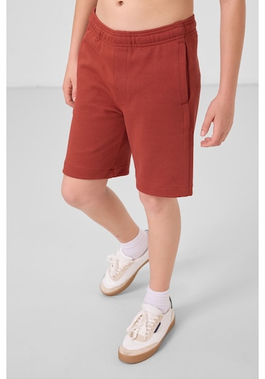 Tommylife Kiremit Pamuklu Yumuşak Dokulu Standart Fit Basic Erkek Çocuk Şort - 11293 Kiremit