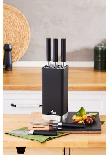 Karaca  Skycut 6 Parça Standlı Satırlı Bıçak Seti Siyah