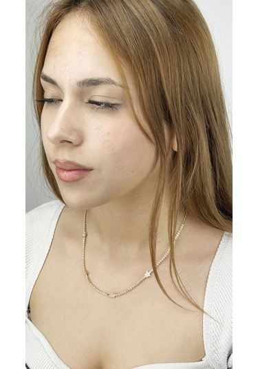 Zirkon Taşlı, Su Yolu, Yıldızlı, Paslanmaz Çelik Bileklik346, Kasa Altın Renk Altın