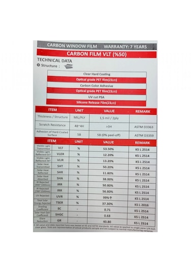 Guard Carbon Cam Filmi Vlt %50 Light Black 152 Cm X 30 Mt Nano Teknoloji