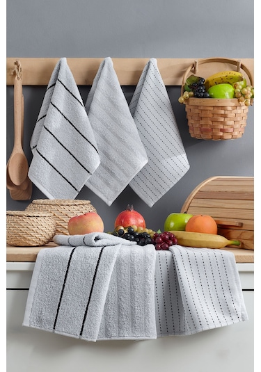 Elart Sophia Mutfak Havlusu 6 Adet 45x30 Cm Gri Gri
