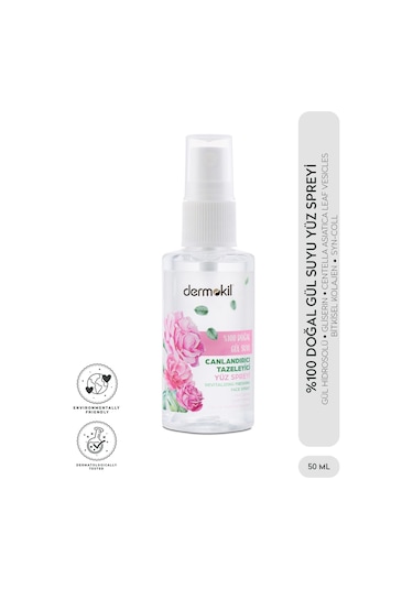 Dermokil Doğal Gül Suyu Canlandırıcı Tazeleyici Yüz Spreyi 100 ML
