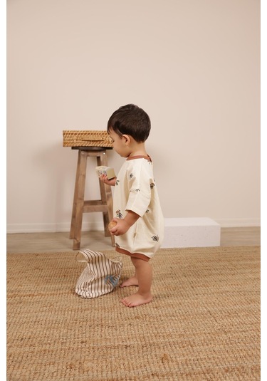 Zeytin Baskılı Oversize Tulum Bej