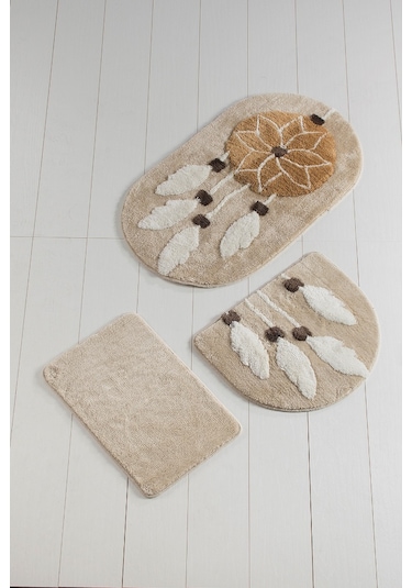 Chilai Home Rüya Banyo Halısı 3'lü Set Kahverengi