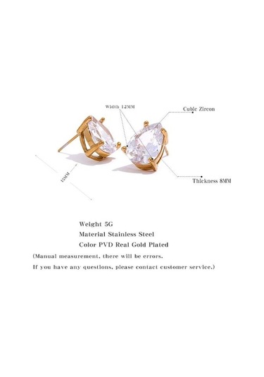 Novahub Beyaz Eetit Parlak Aaa Kübik Zirkonya Paslanmaz Çelik Su Damlası Saplama Küpe Kadın 18 K Altın Kaplama Su Geçirmez Moda Bling Takı Beyaz Beyaz