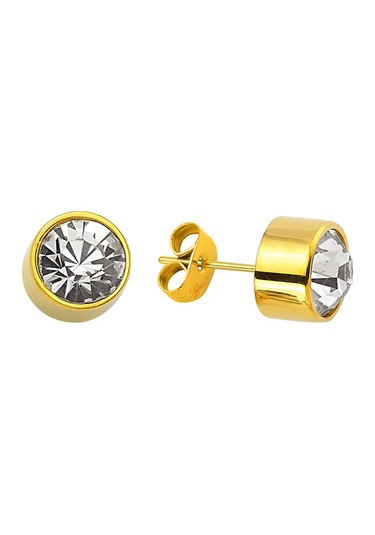 Swarovski Taşlı 316L Çelik Antiallerjik Altın Kaplama Bayan Çelik Küpe N11.1148 Altın