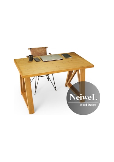 Neiwel Wedel Doğal Ahşap Çalışma Ve Ofis Masası-70cm-180cm Açık Ceviz