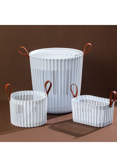 Porsima 4316 Beyaz 3'lü Sepet Seti Banyo Mutfak Organizeri Beyaz