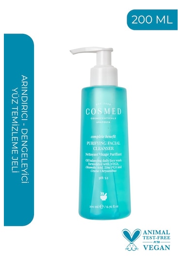 Cosmed Complete Benefit Purifying Facial Cleanser – Yağlı/Akne Eğilimli Ciltler İçin Jel 200 ml