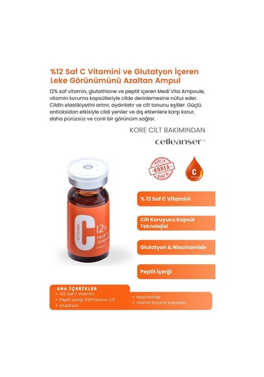 Celleanser C Vitaminli Leke Karşıtı ve Aydınlatıcı Peptitli Serum 30 ML