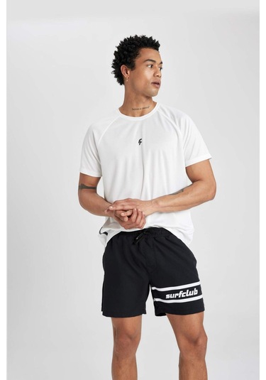 DeFactoFit Sporcu Baskılı Kısa Boy Deniz Şortu B5990AX24HSBK81 Siyah