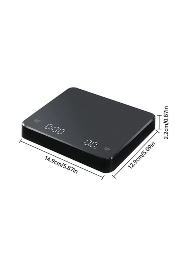 Zamanlayıcılı Dijital Kahve Terazisi Led Ekran Espresso Usb 3 Kg Maks. Ağırlık 0,1 G Oz/ml/g'de Yüksek Hassasiyetli Ölçümler Mutfak Terazisi