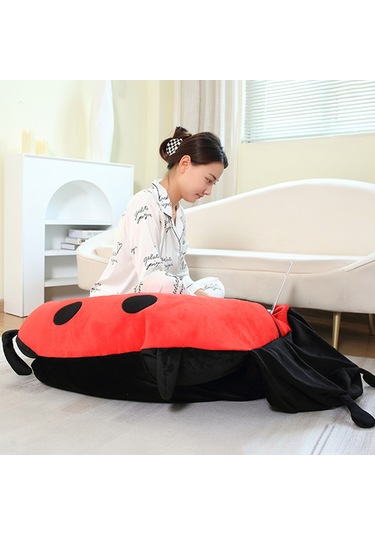 Ruicoo Sevimli Uğur Böceği Yastık - Rahatlatıcı Ve Sıcak Tutan Dev Boyutlu 60cm Kırmızı