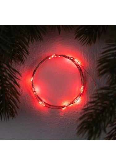 Luazon Lighting Pil İle Çalışan Çiy Işığı Zincir, 1 M 451572479 Kırmızı