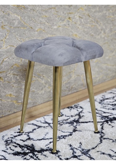 Kare Gold Kaplama Konik Ayaklı Tabure - Oturak - Bar Taburesi - A Çok Renkli