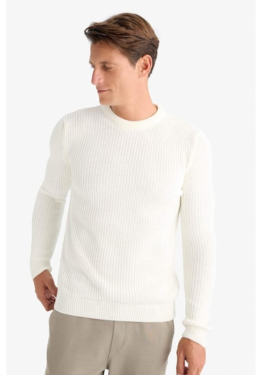 DeFacto Standart Fit Bisiklet Yaka Triko Kazak C8814AX24WNER100