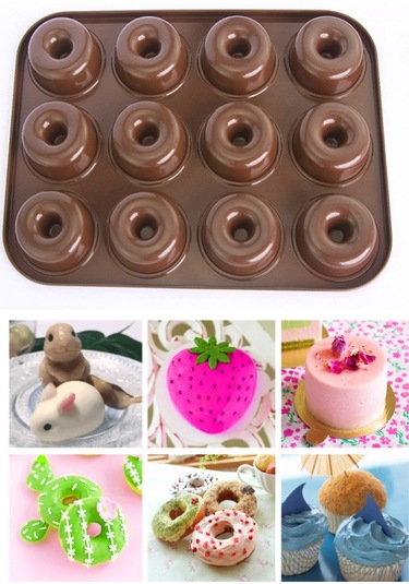 Qingmipy 12'li Karbon Çelik Pasta Kalıbı - Donut, Kurabiye, Tatlı Pişirme Aracı - Dayanıklı, Paslanmaz, Ev Fırında Kullanıma Uygun Çok Renkli