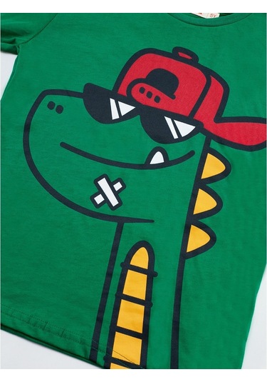 Denokids Gözlüklü Dino Erkek Çocuk Pantolon Takım Çok Renkli