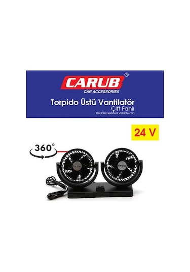 24v Vantilatör Çift Fanlı Torpido Üstü
