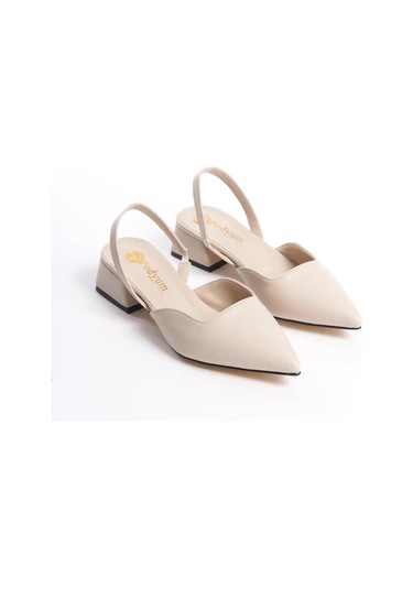Kadın Sivri Burun Arkası Açık Klasik Topuklu Ayakkabı Ten
