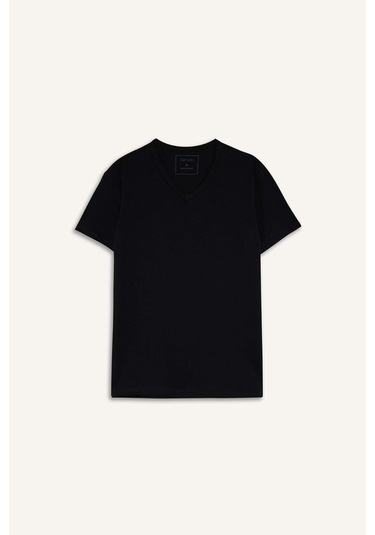 Defacto Slim Fit Dar Kesim V Yaka Üst L4884az25aubk27 Siyah