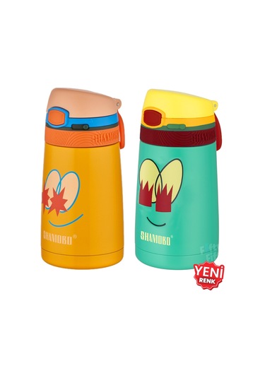 Shamobo 2li Set Pipetli Çelik Termos 350ml -6 Saat Isı Yalıtımı- Siyah