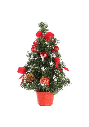 Kosona 30 Cm Kırmızı Pvc Mini Noel Ağacı - Masaüstü, Pencere Tabanı Ve Raflar İçin Noel Dekorasyonu