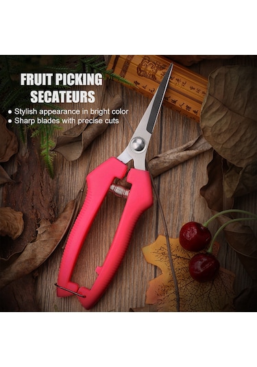 Yaozixa Kırmızı Küçük Eğimli Uçlu Çelik Meyve Tırnıcı - Biber, Üzüm, Çay Ve Bahçe Budama Aracı Güvenlik Kilidi Ve Anti Kayma Tutamak