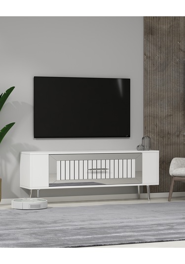 Retrolp3ct Tv Sehpası Beyaz-gümüş