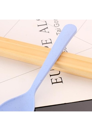 Mavi Çorba Kaşığı Çevre Dostu Uzun Saplı Plastik Mikrodalga Bulaşık Makinesinde Yıkanabilir Lapa Kaşığı Çocuk Sofra