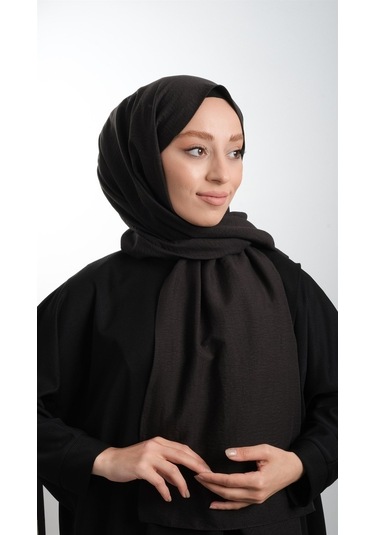 Hürrem Bone 202105_01 Pamuk Düz Klasik Caz Şal Siyah