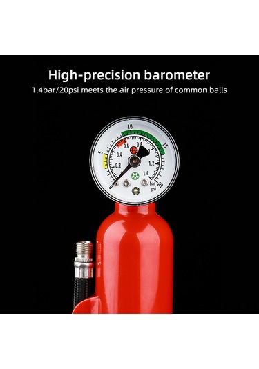 Lemestar Kırmızı Mini Abs Hava Pompa - 1.4bar/20psi, Spor Topları Hızlı Şarj Edici, Taşınabilir 19.3cm Boyutlu